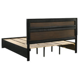 Cama Miranda de 51 pulgadas con paneles de almacenamiento de madera color negro