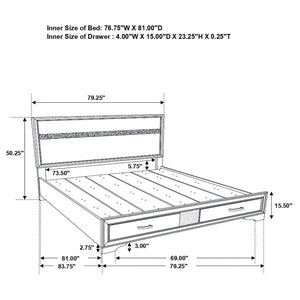 Cama Miranda de 51 pulgadas con paneles de almacenamiento de madera color negro