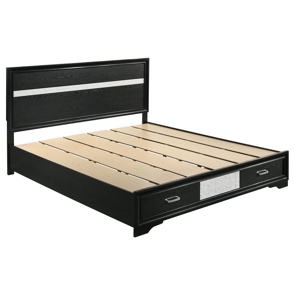 Juego de dormitorio Miranda California King de 4 piezas, color negro