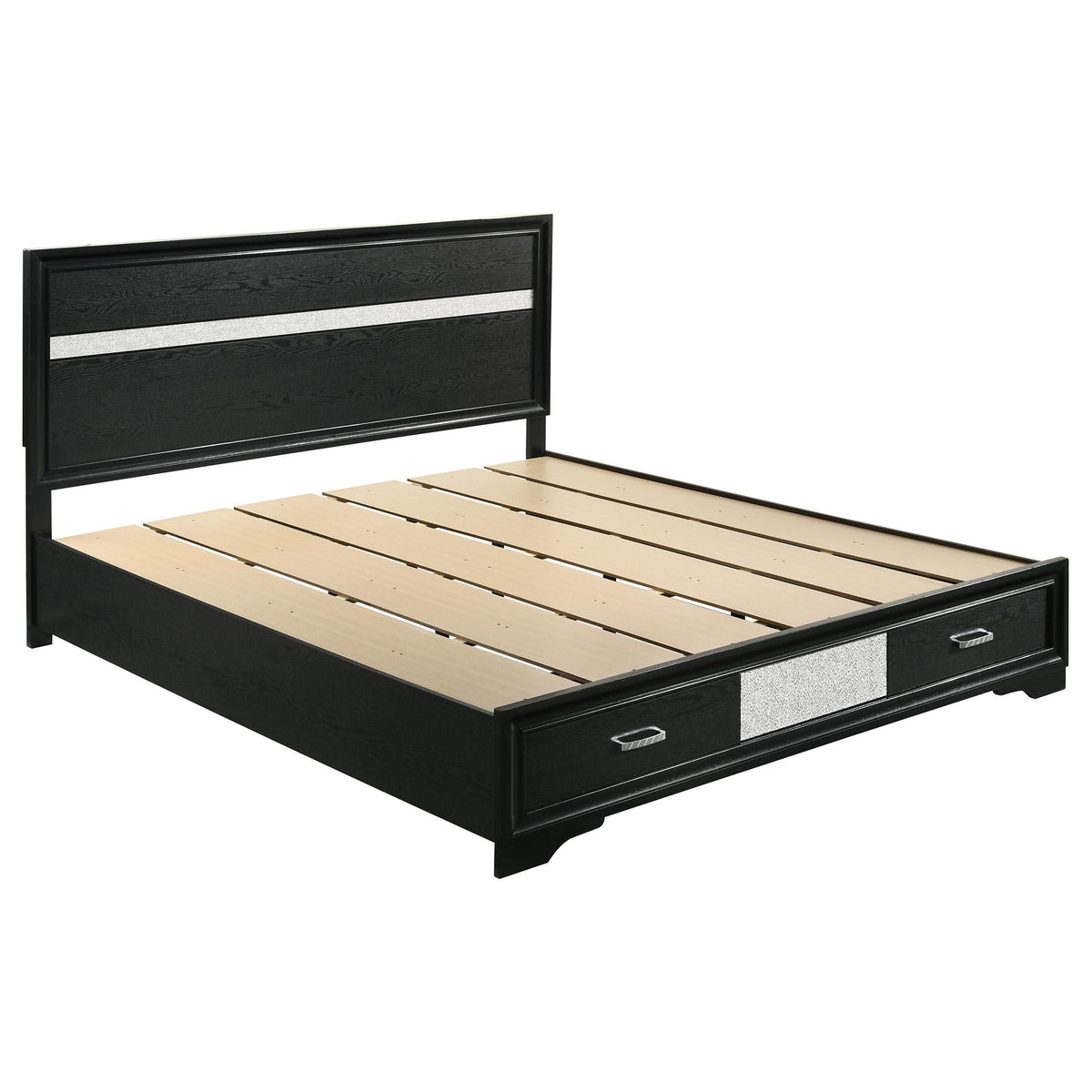 Juego de dormitorio Miranda California King de 4 piezas, color negro