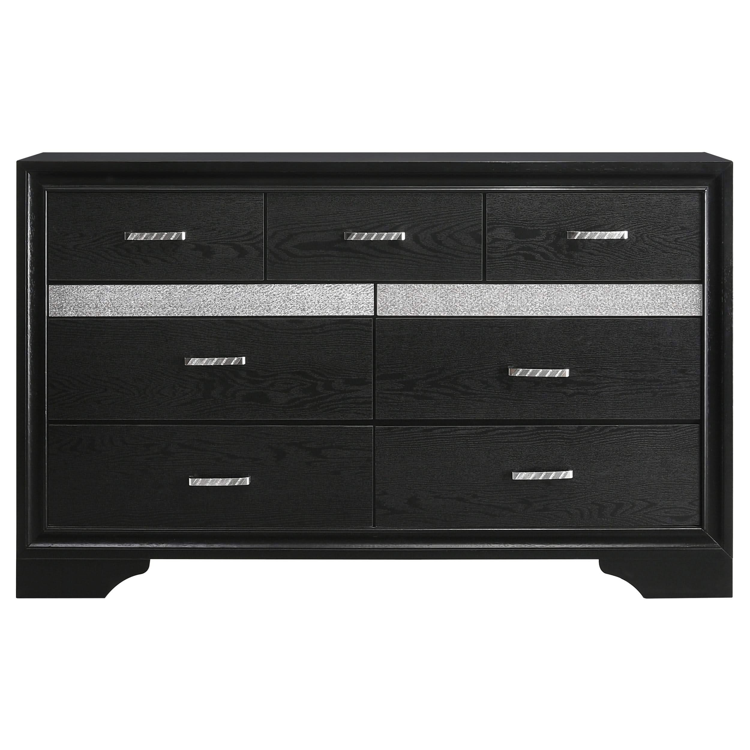 Juego de dormitorio Miranda California King de 4 piezas, color negro