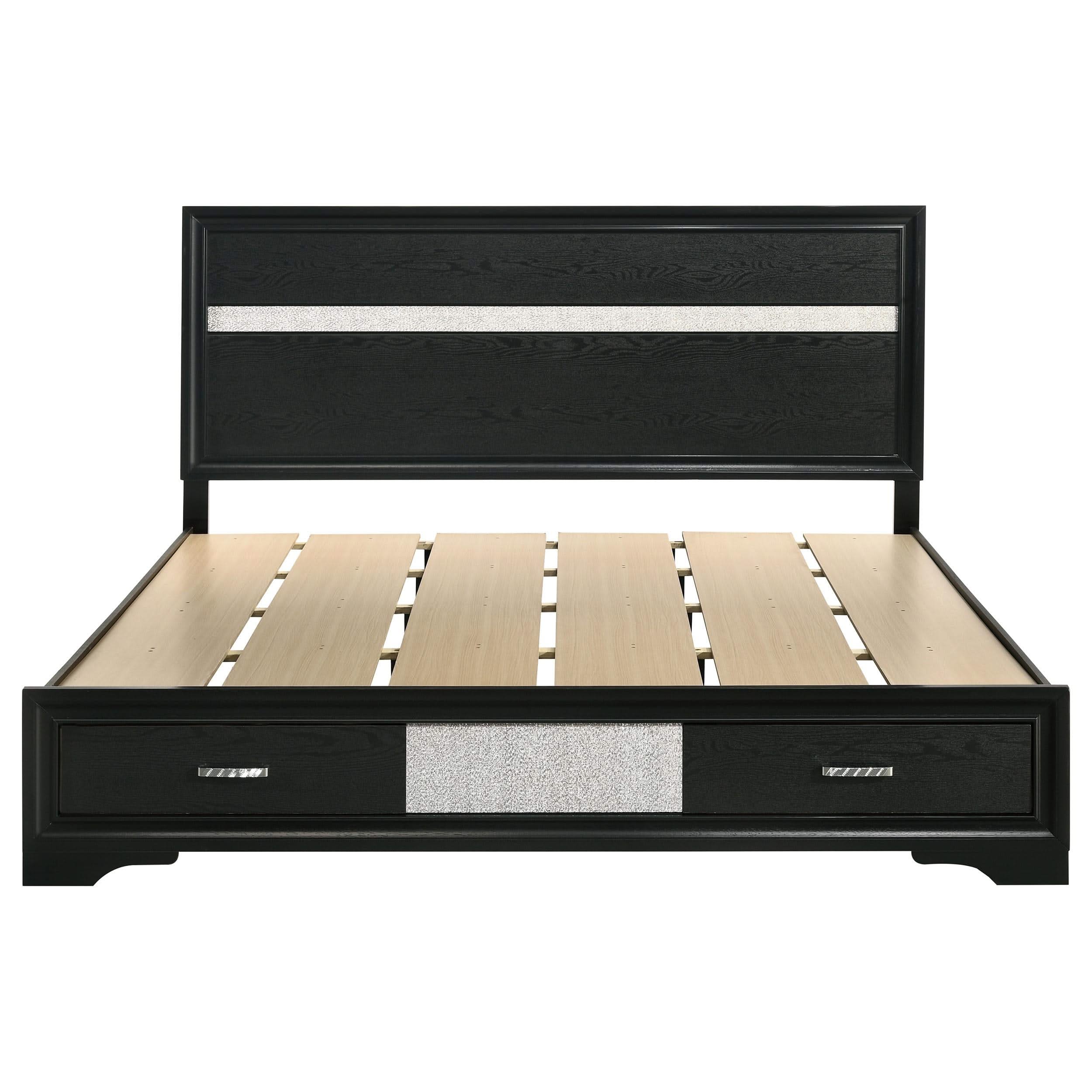 Miranda 51-inch Wood California King Storage Panel Bed Black