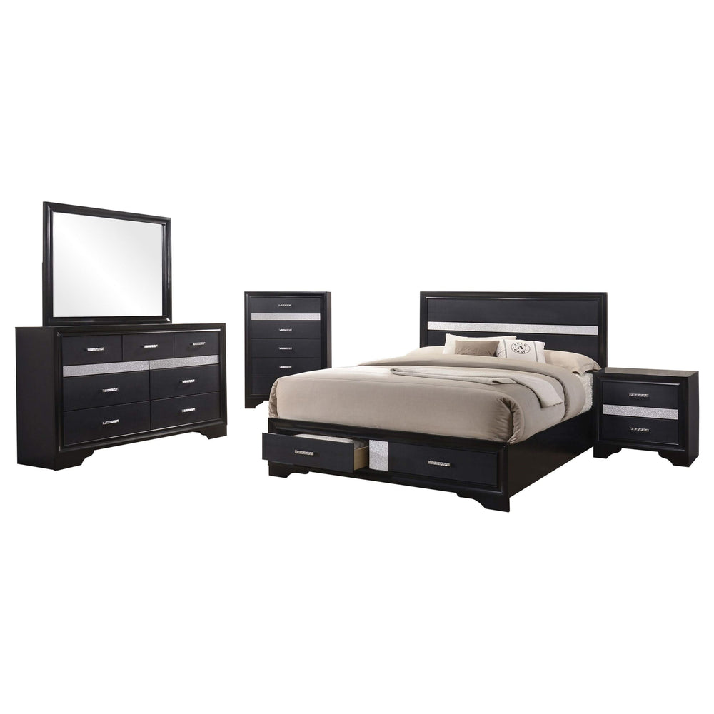 Juego de dormitorio Miranda Queen de 5 piezas, color negro