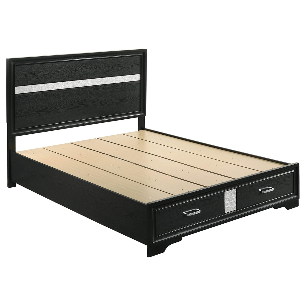 Juego de dormitorio Miranda Queen de 5 piezas, color negro