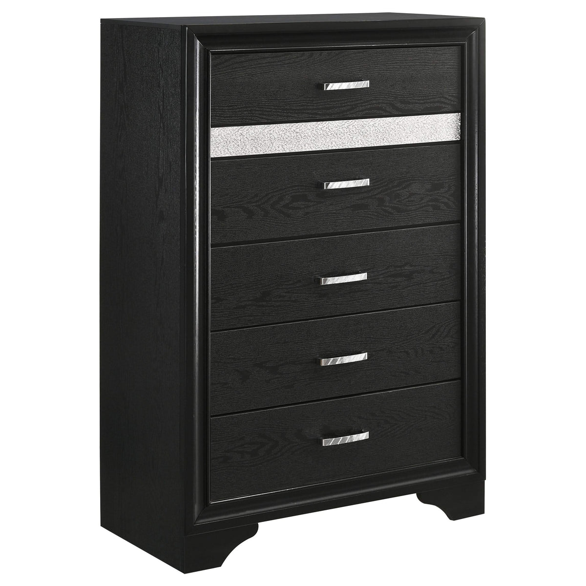 Juego de dormitorio Miranda Queen de 5 piezas, color negro