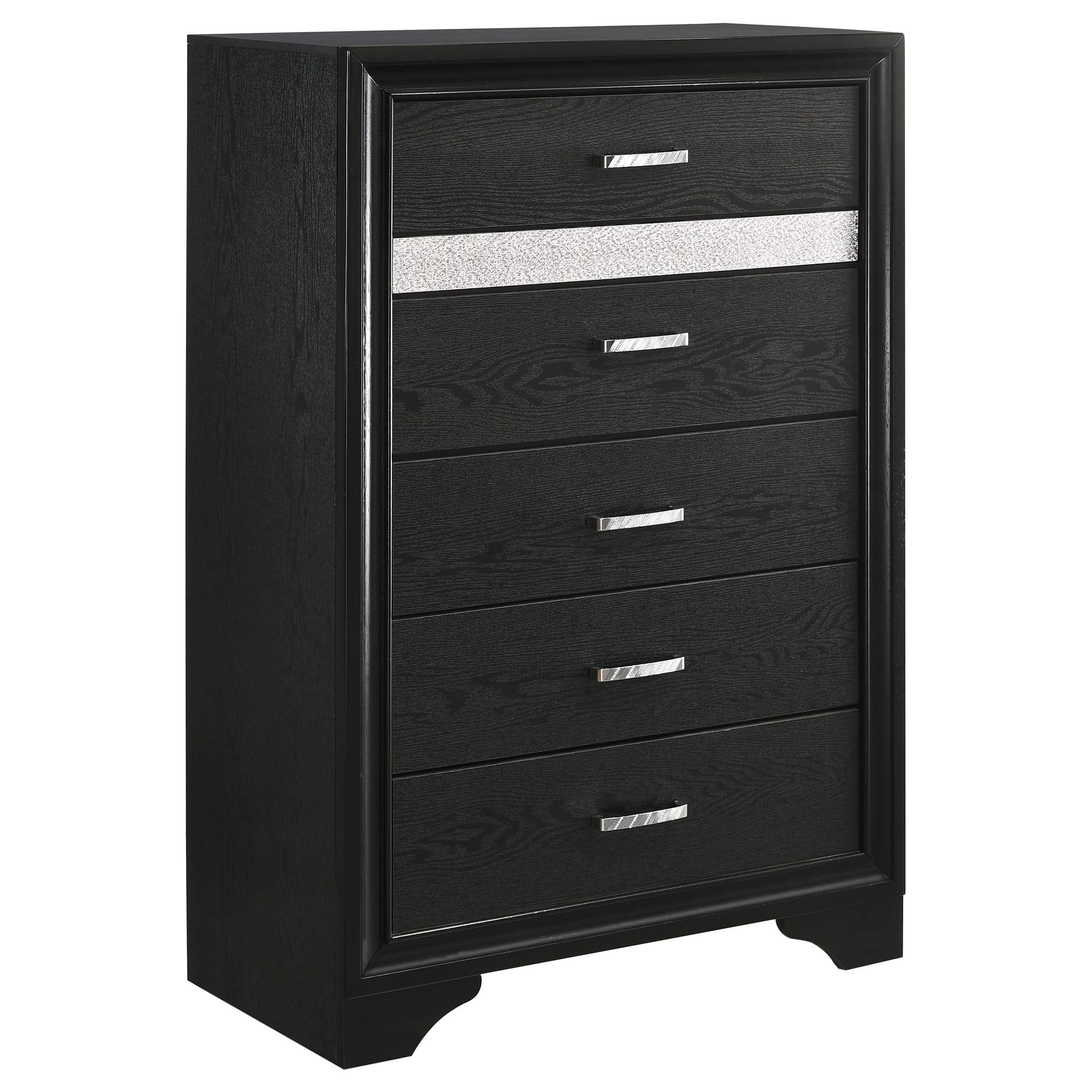 Juego de dormitorio Miranda Queen de 5 piezas, color negro