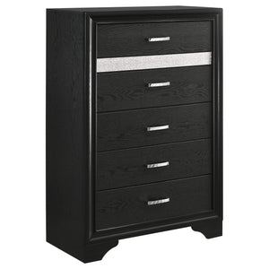 Juego de dormitorio Miranda Queen de 5 piezas, color negro