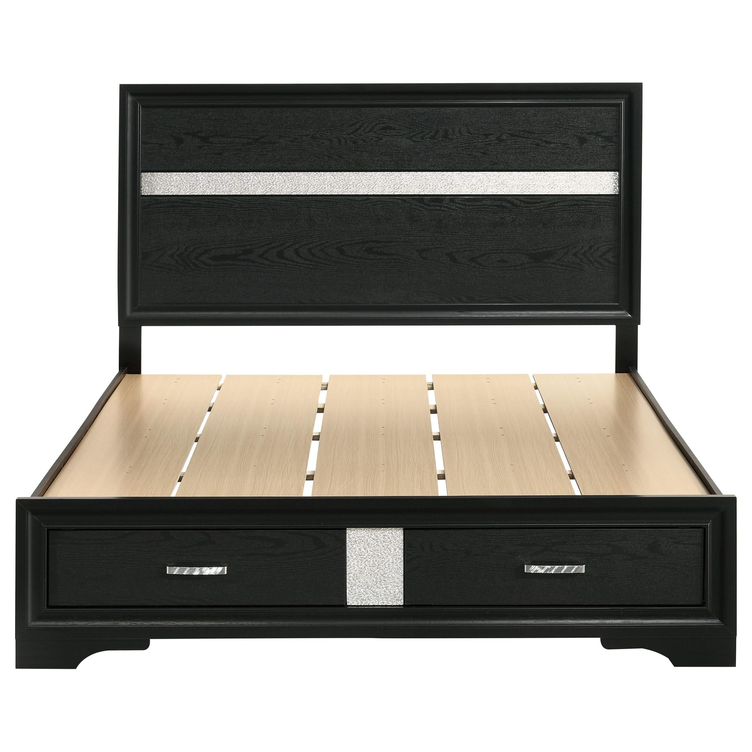 Miranda 51-inch Wood Queen Storage Panel Bed Black
