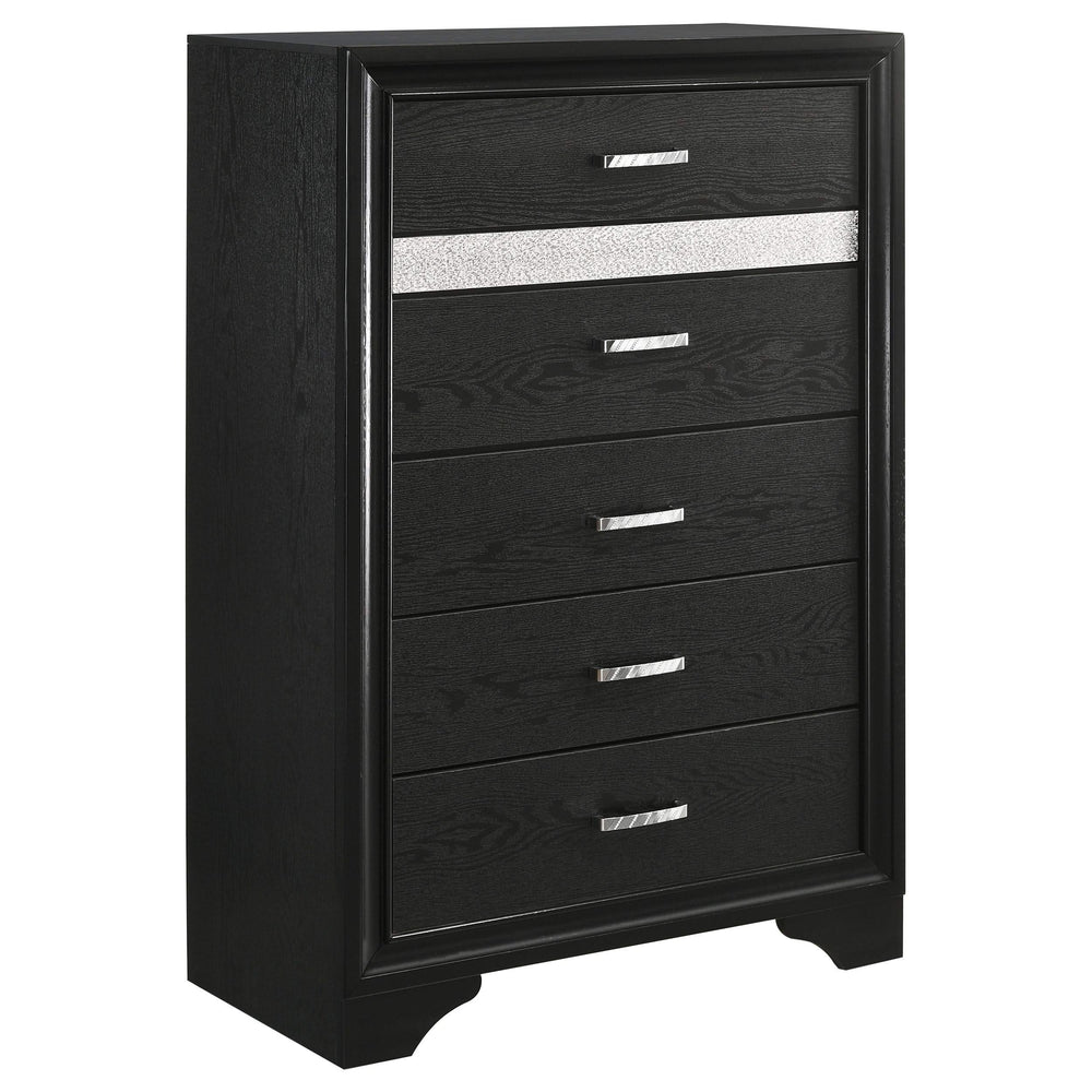 Juego de dormitorio doble Miranda de 5 piezas, color negro