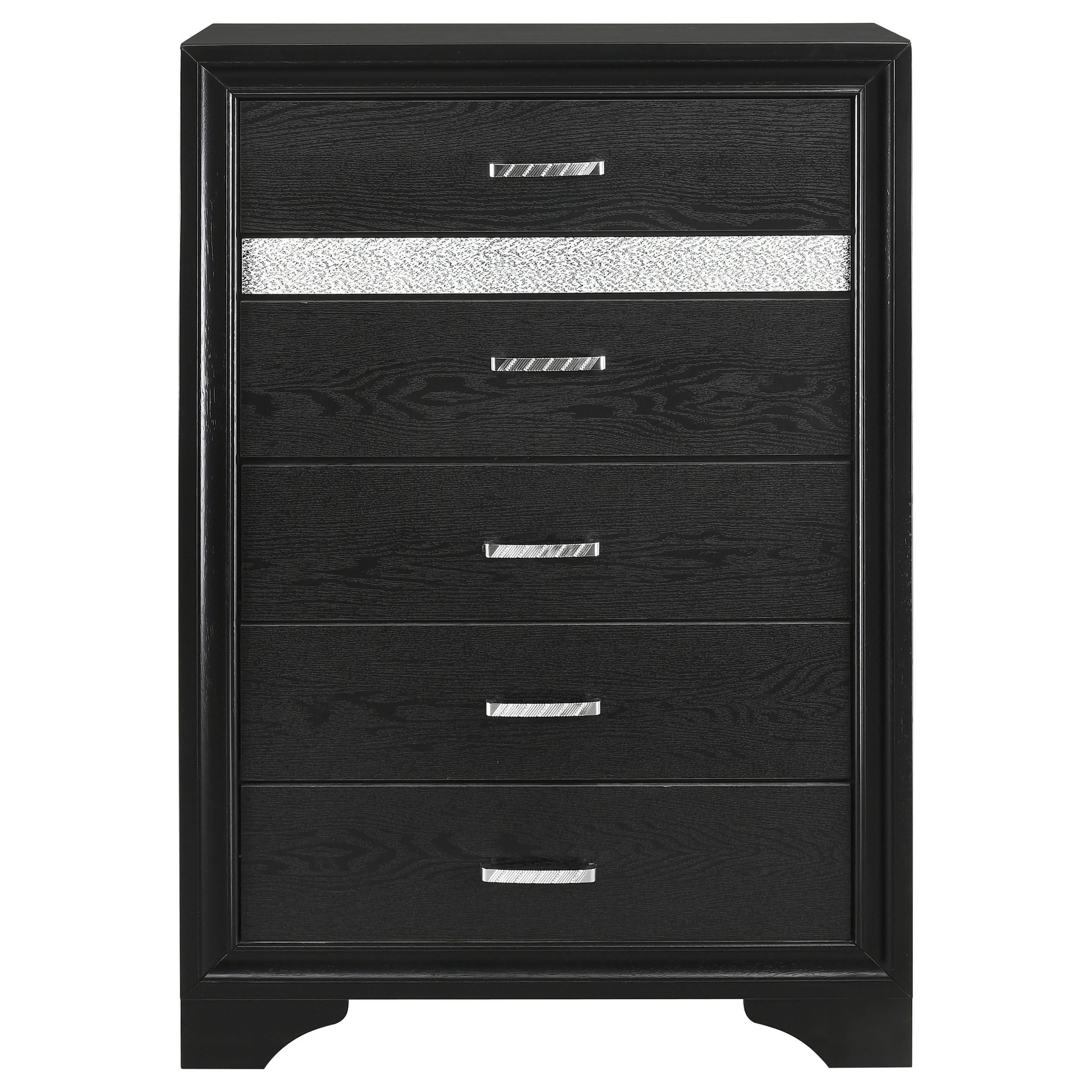 Cómoda de dormitorio Miranda de 6 cajones, color negro