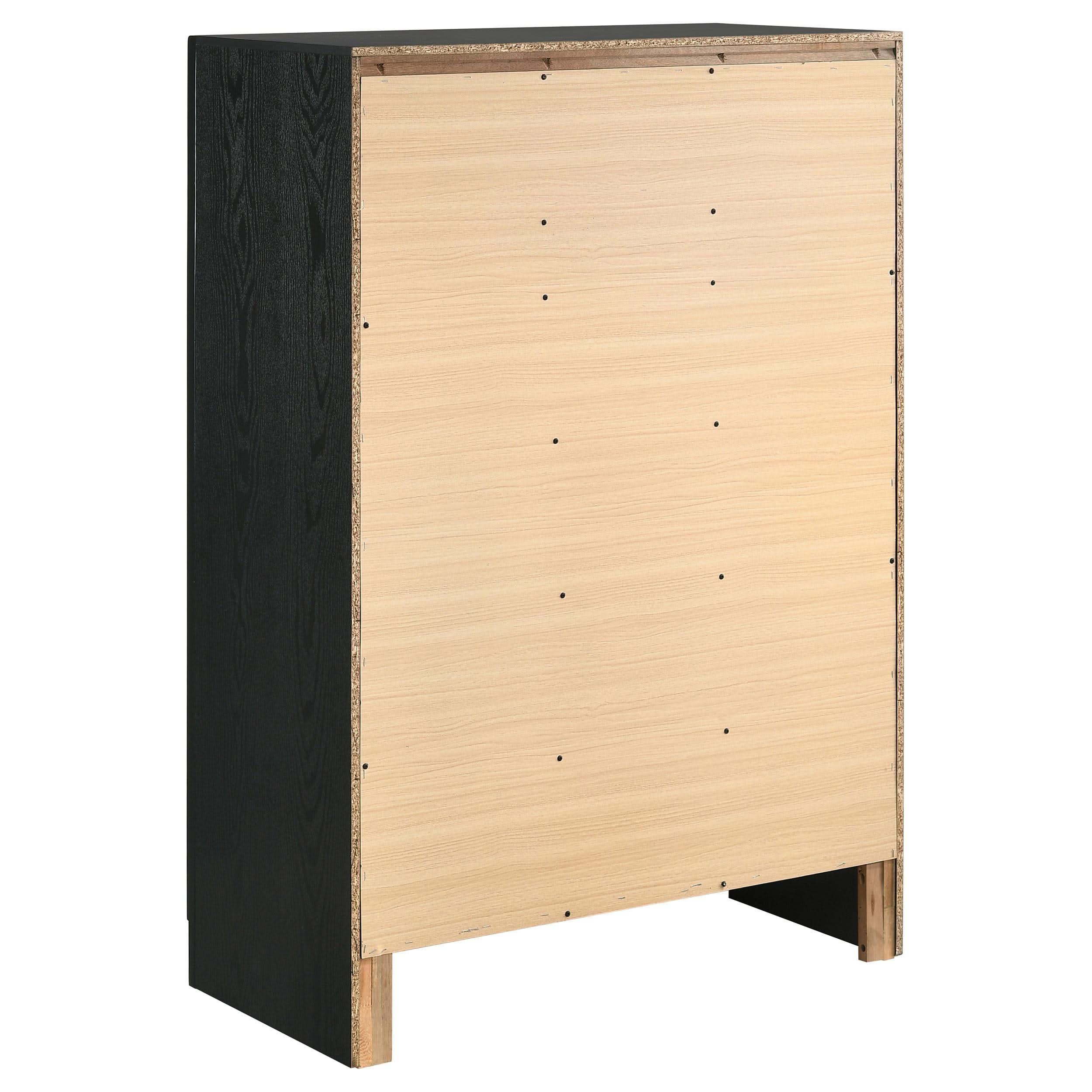 Cómoda de dormitorio Miranda de 6 cajones, color negro