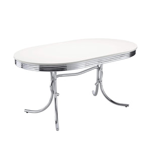 Juego de mesa de comedor ovalada retro de 5 piezas en blanco y rojo