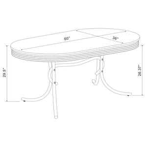 Juego de mesa de comedor ovalada retro de 5 piezas en blanco y rojo