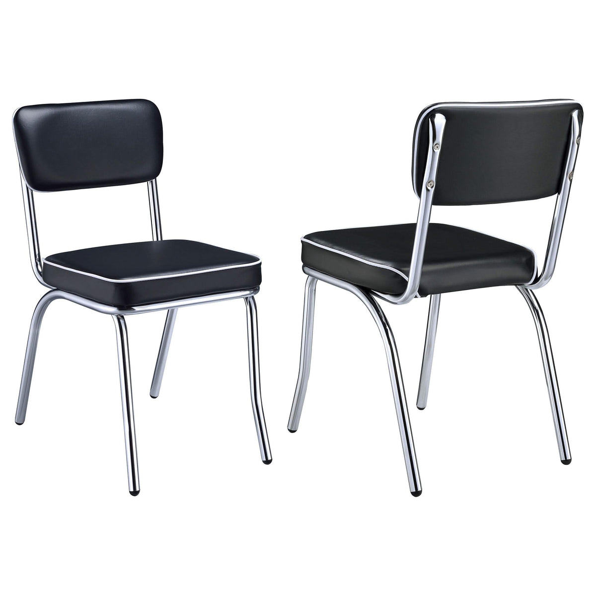 Silla de comedor tapizada retro negra (juego de 2)