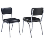 Silla de comedor tapizada retro negra (juego de 2)