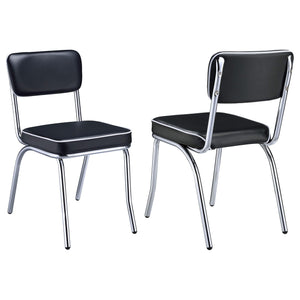Silla de comedor tapizada retro negra (juego de 2)