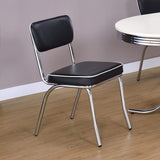 Silla de comedor tapizada retro negra (juego de 2)