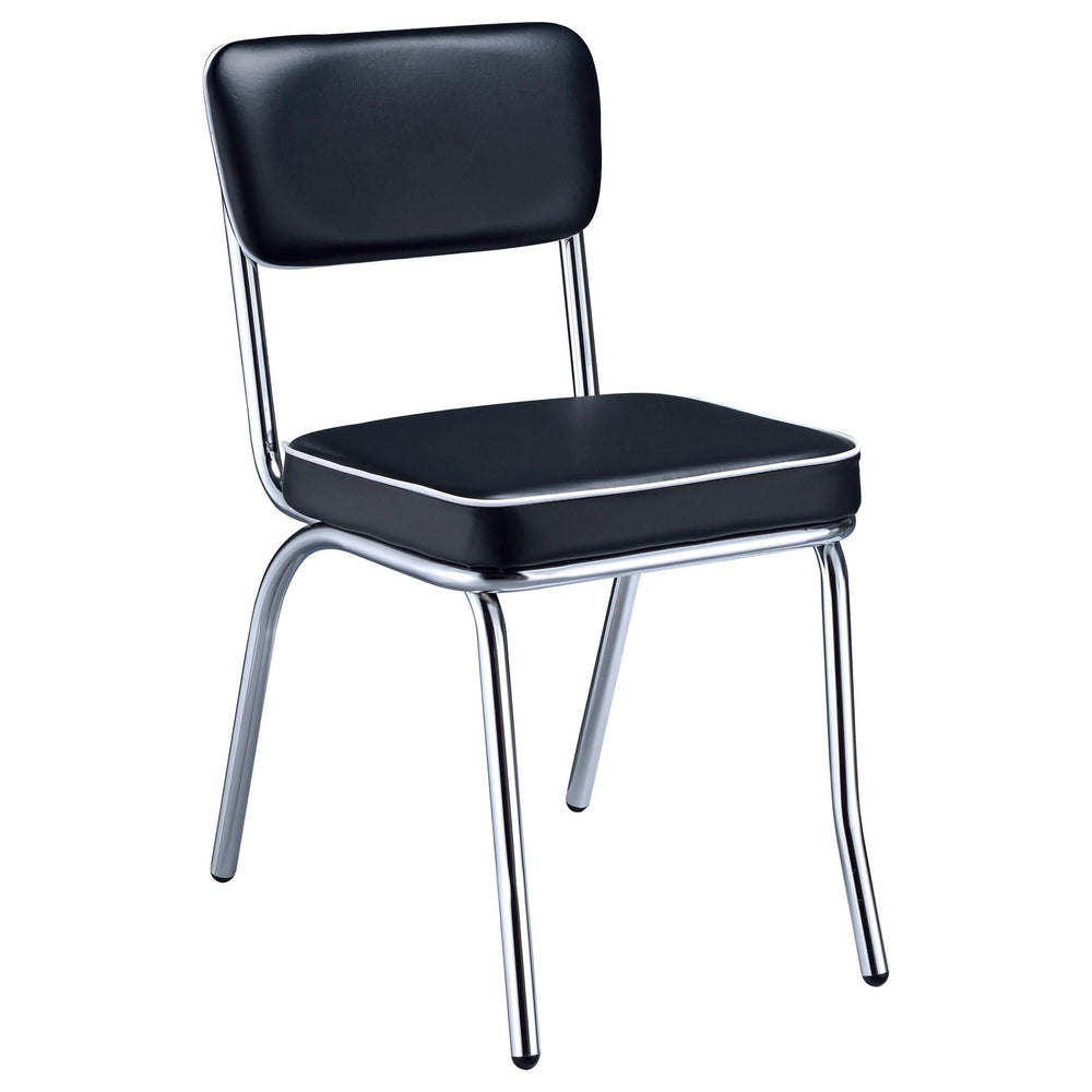 Silla de comedor tapizada retro negra (juego de 2)