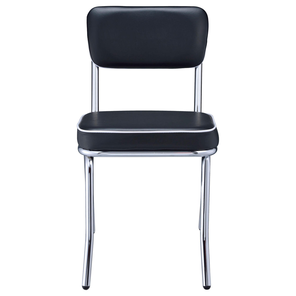 Silla de comedor tapizada retro negra (juego de 2)