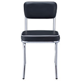 Silla de comedor tapizada retro negra (juego de 2)