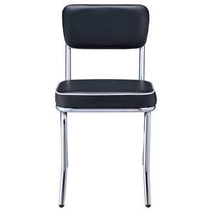 Silla de comedor tapizada retro negra (juego de 2)
