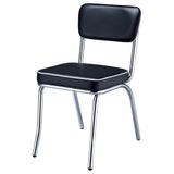 Silla de comedor tapizada retro negra (juego de 2)