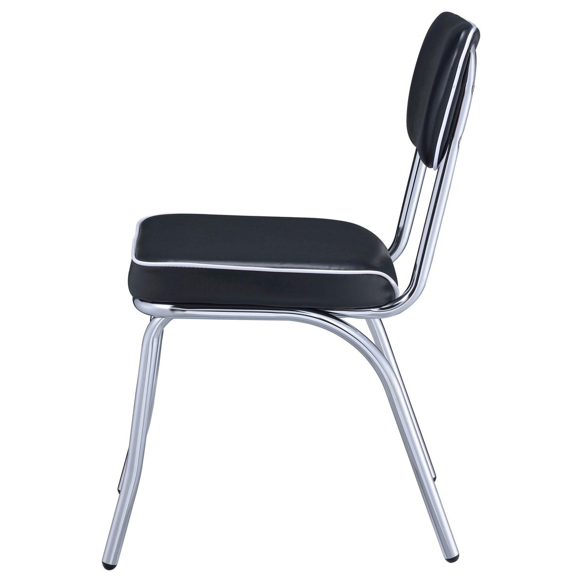 Silla de comedor tapizada retro negra (juego de 2)
