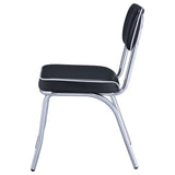 Silla de comedor tapizada retro negra (juego de 2)