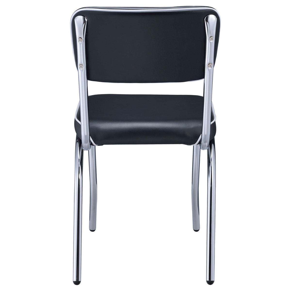 Silla de comedor tapizada retro negra (juego de 2)