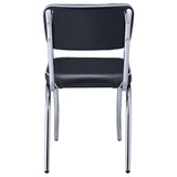 Silla de comedor tapizada retro negra (juego de 2)