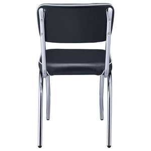 Silla de comedor tapizada retro negra (juego de 2)