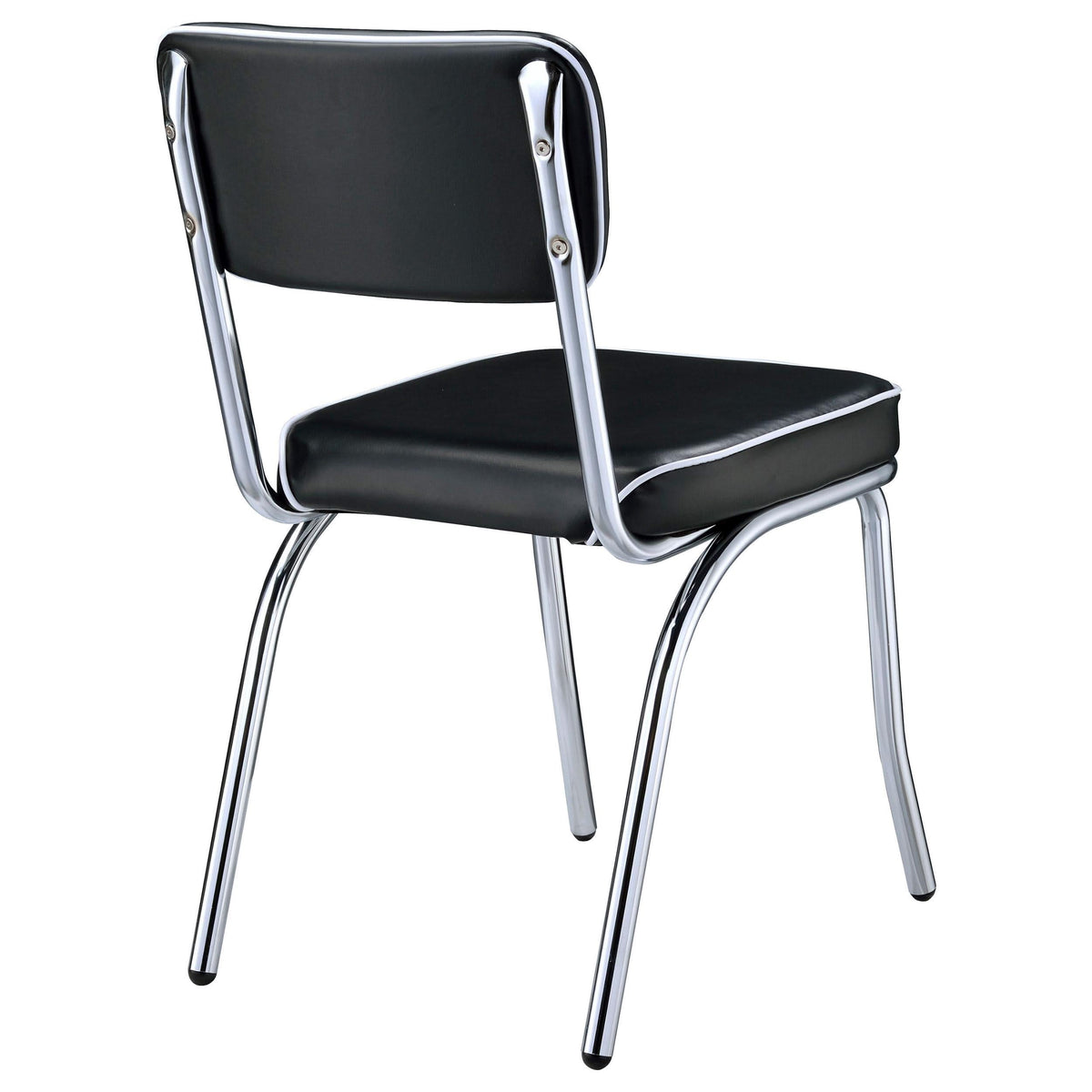 Silla de comedor tapizada retro negra (juego de 2)