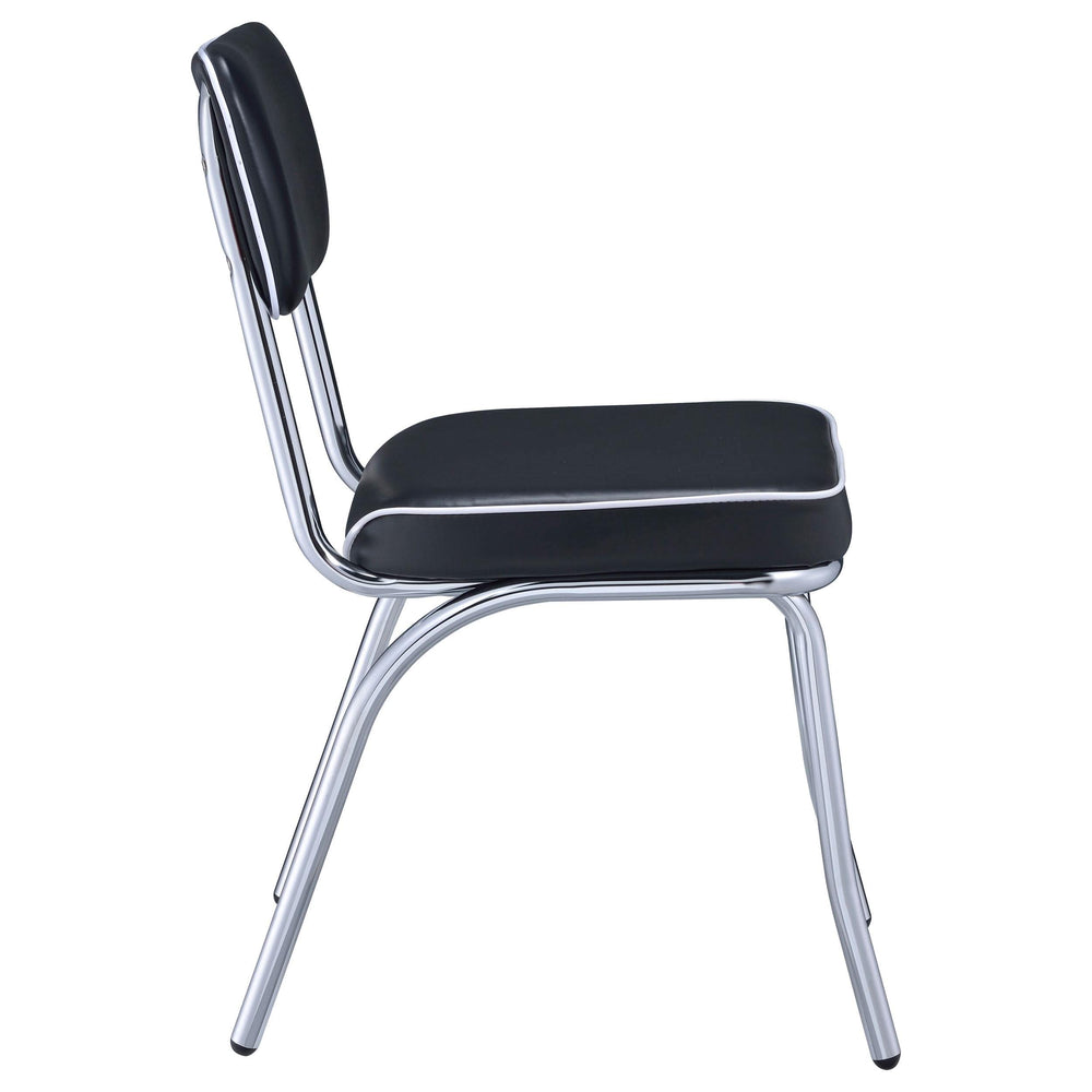 Silla de comedor tapizada retro negra (juego de 2)