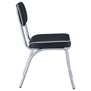 Silla de comedor tapizada retro negra (juego de 2)