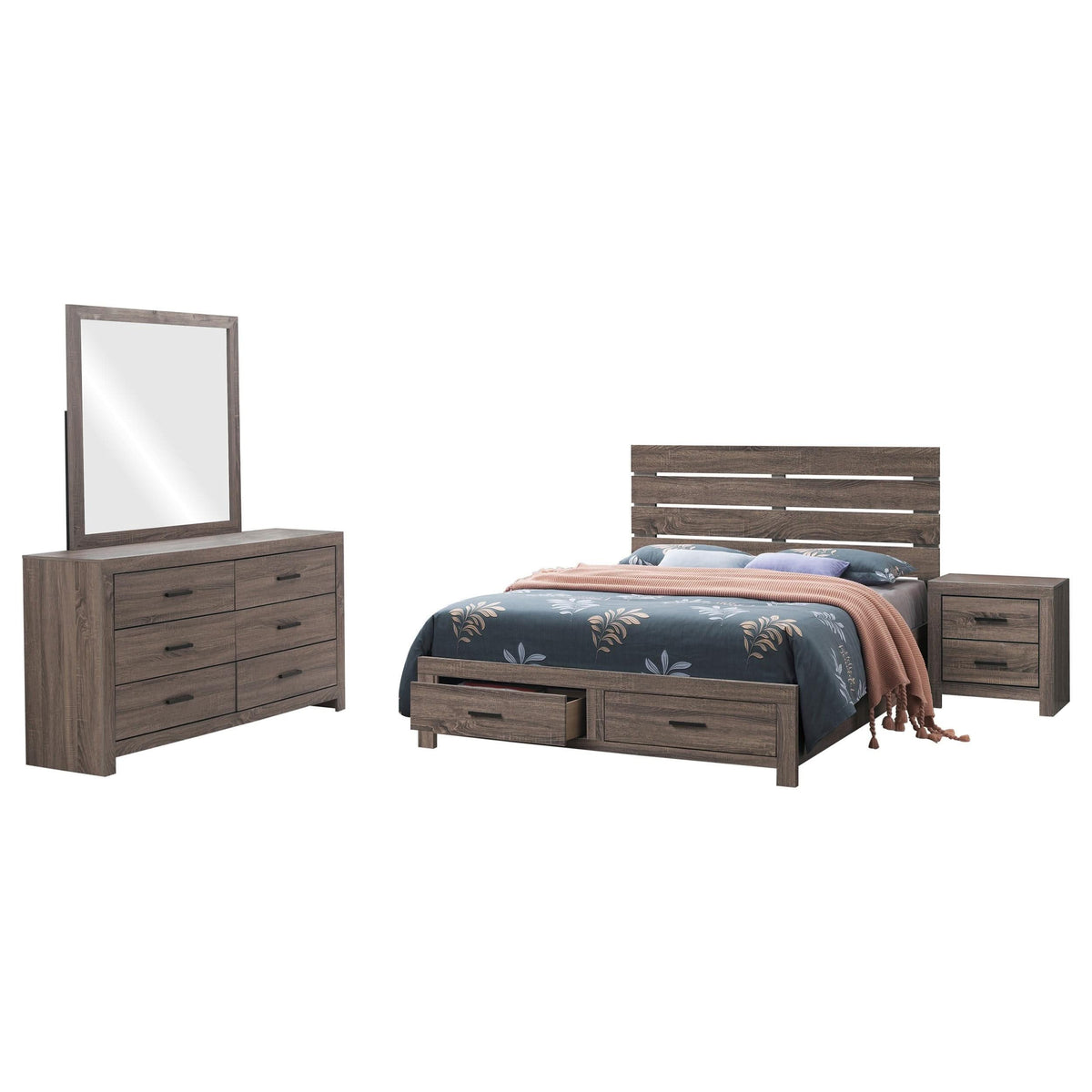 Juego de dormitorio Brantford de 4 piezas tamaño Queen en roble barril