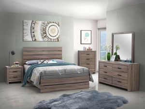Cama King con paneles Brantford Wood Eastern en roble barril