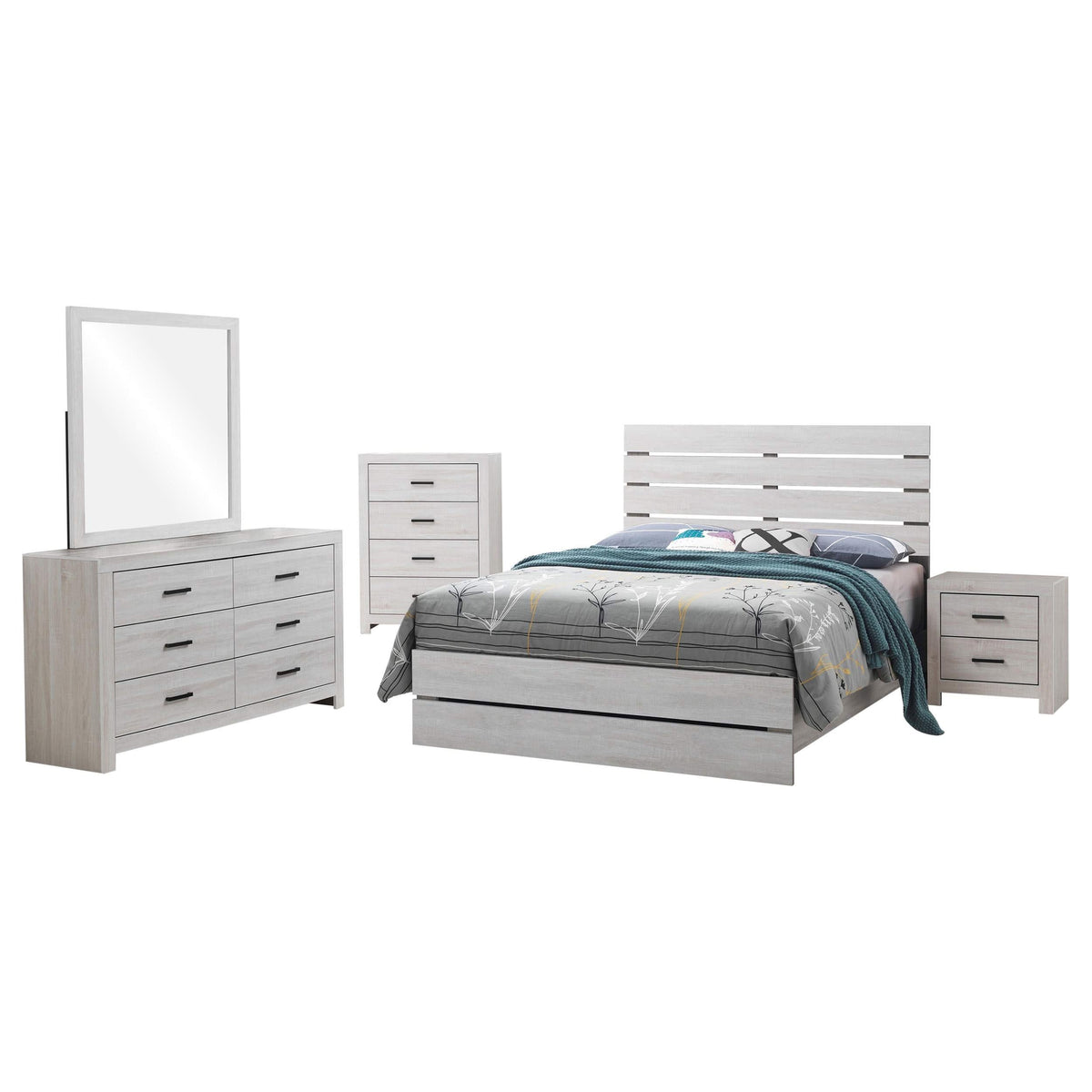 Juego de dormitorio Brantford de 5 piezas Eastern King en blanco costero