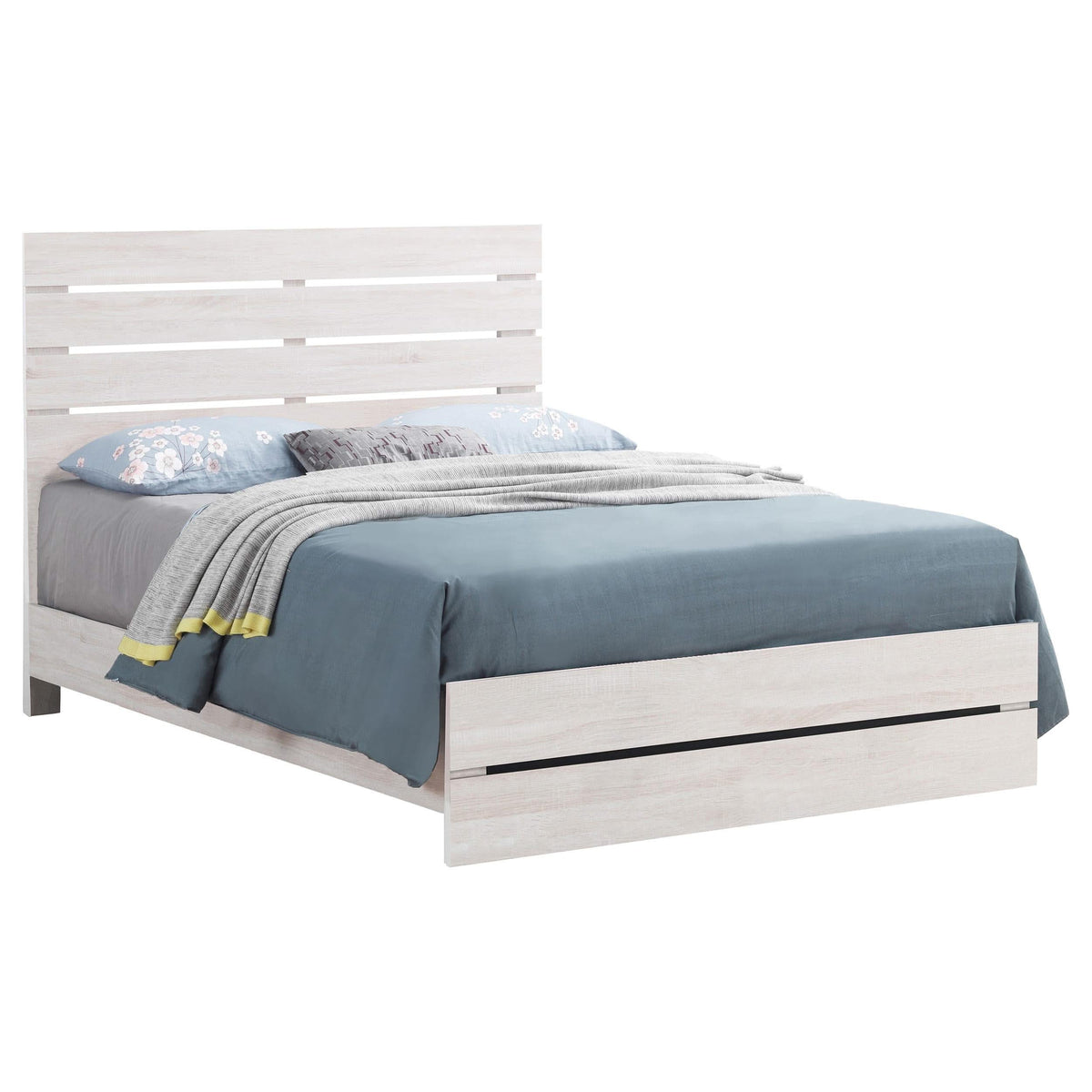 Cama Queen con paneles de madera Brantford en blanco costero