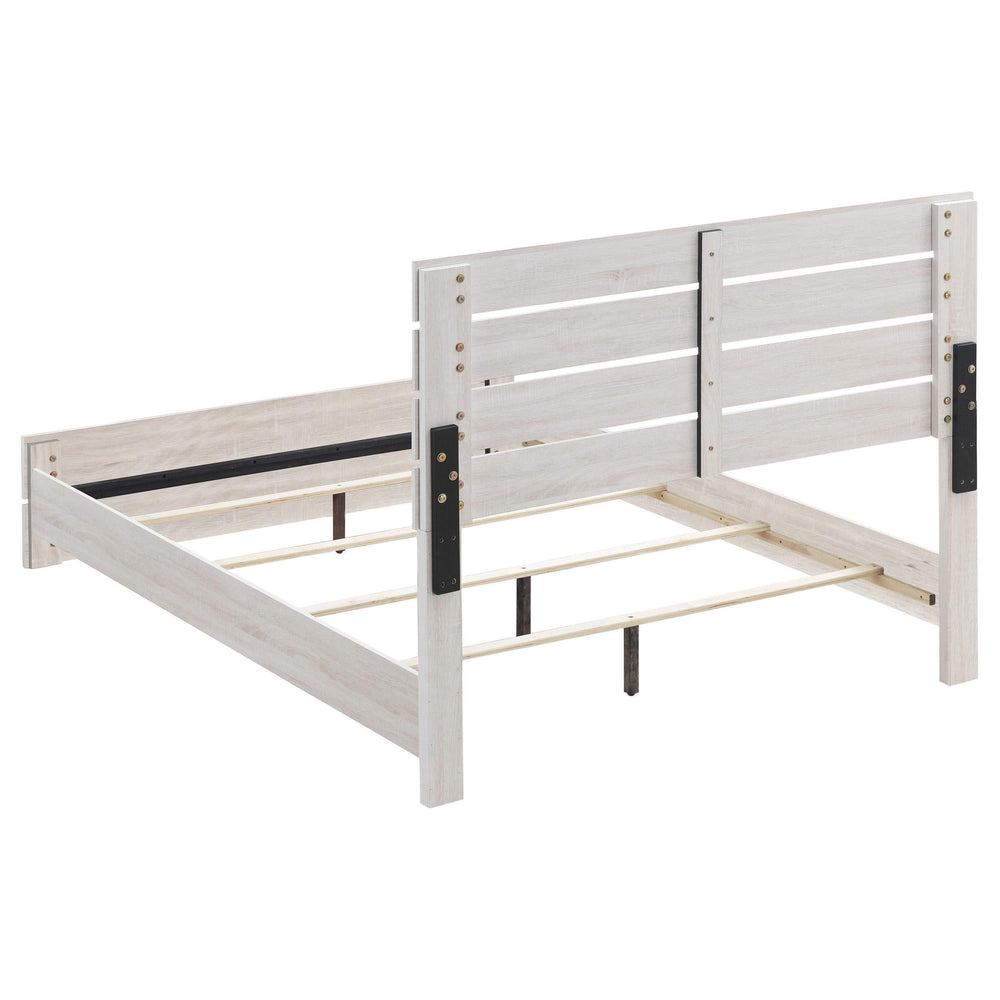 Cama Queen con paneles de madera Brantford en blanco costero