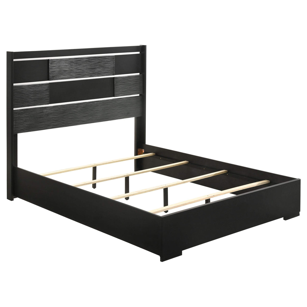 Cama con paneles de madera Blacktoft Eastern King, color negro