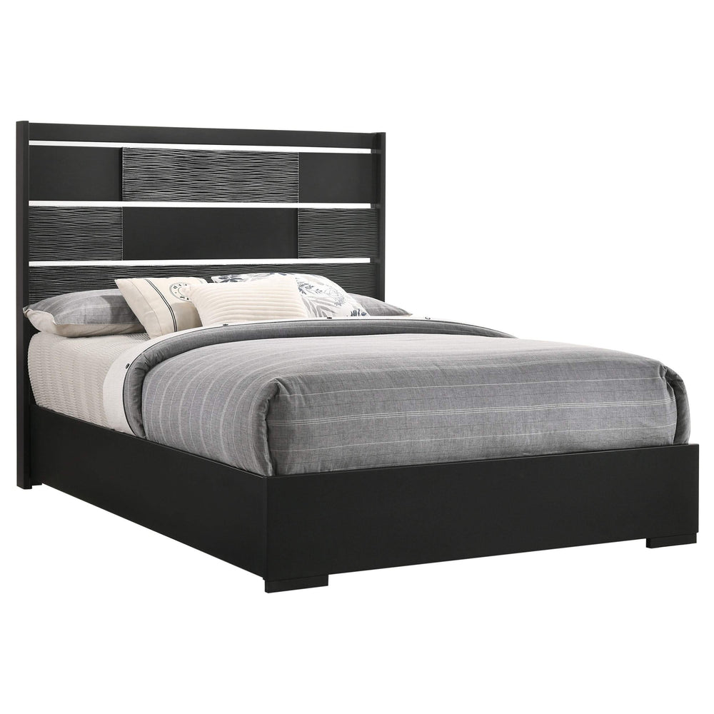 Cama con paneles de madera Blacktoft Eastern King, color negro