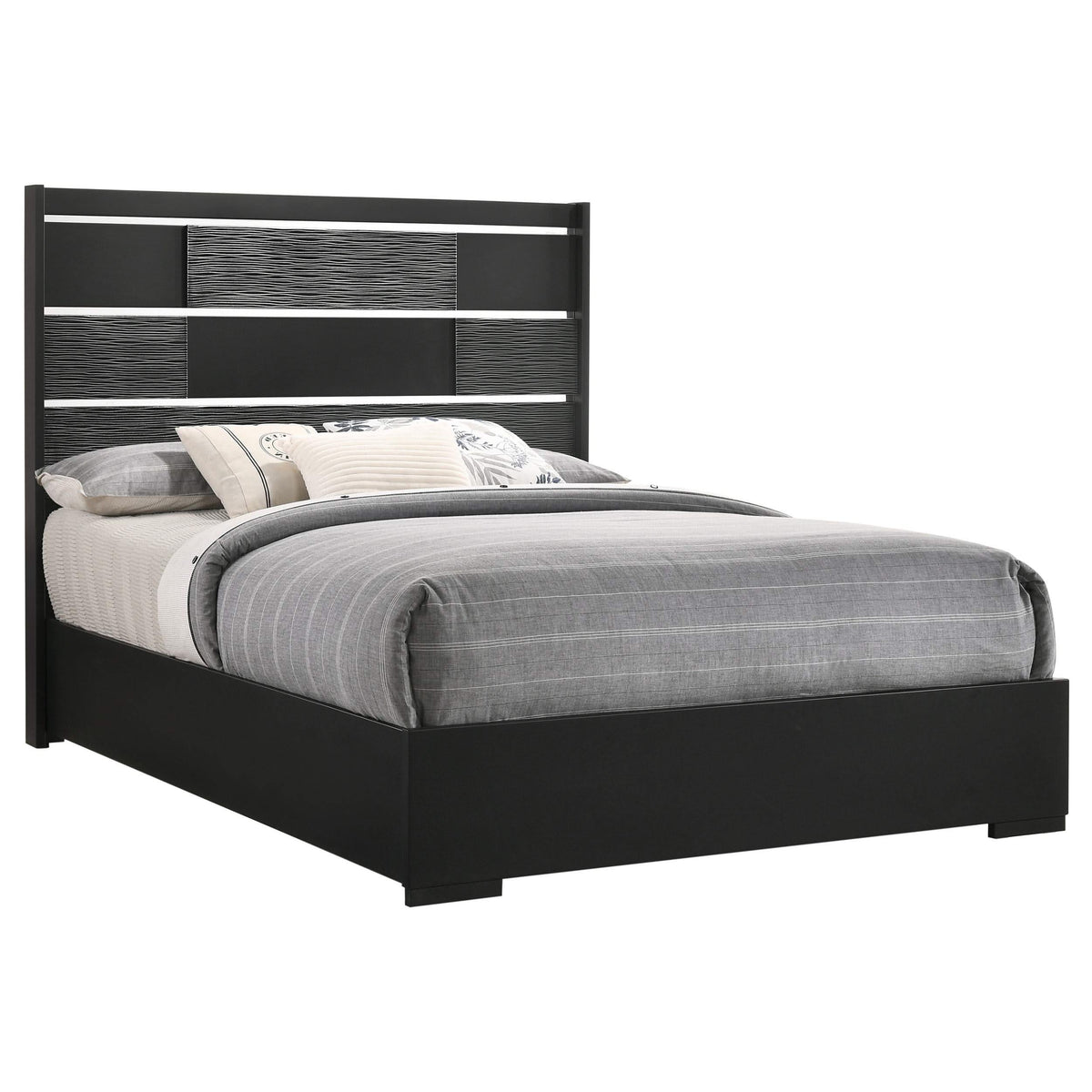 Cama con paneles de madera Blacktoft Eastern King, color negro