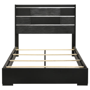 Cama con paneles de madera Blacktoft Eastern King, color negro