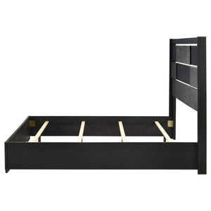 Cama con paneles de madera Blacktoft Eastern King, color negro