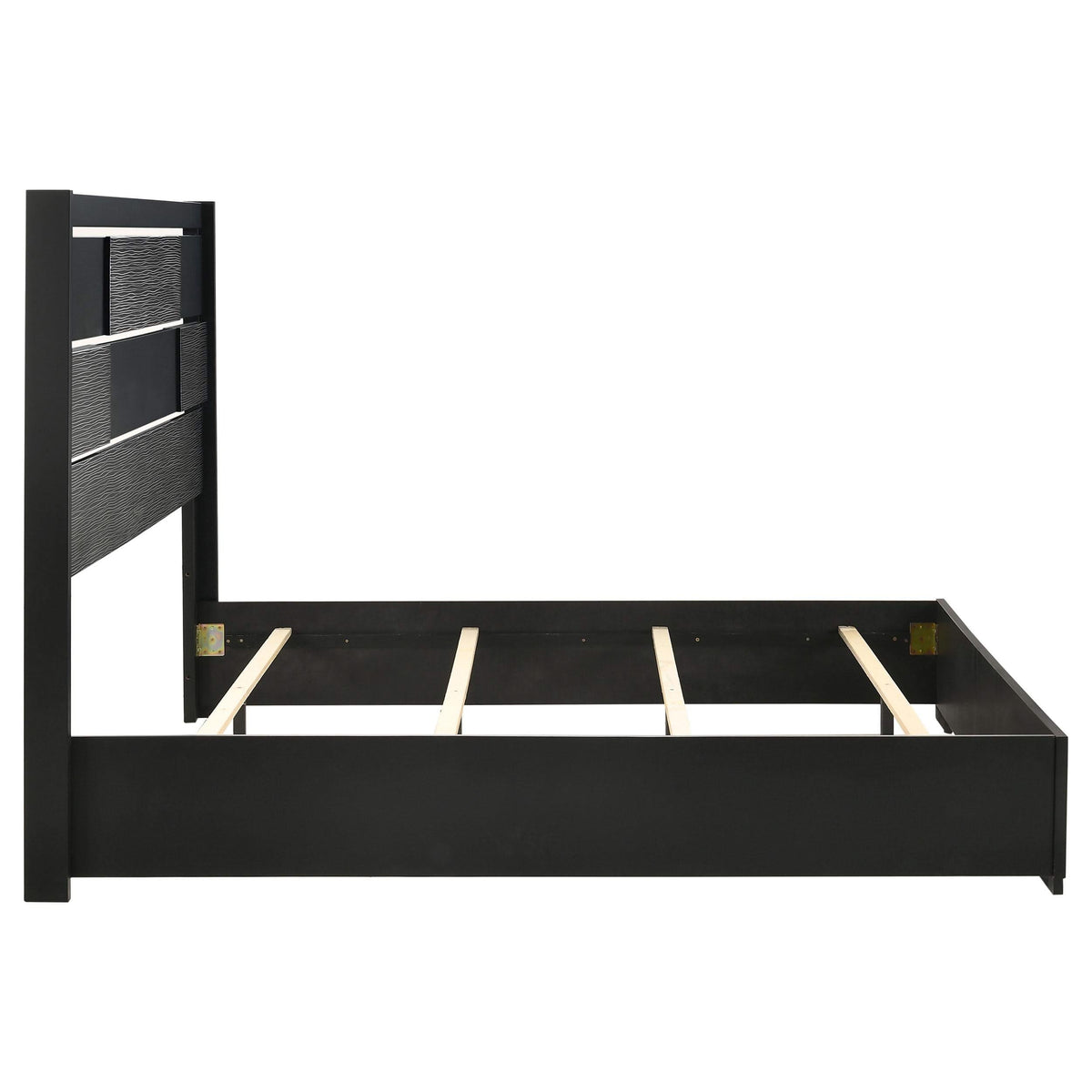 Cama con paneles de madera Blacktoft Eastern King, color negro