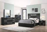Cama con paneles de madera Blacktoft Eastern King, color negro