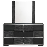 Cómoda Blacktoft de 6 cajones con espejo negro