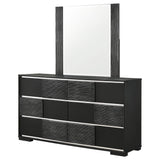 Cómoda Blacktoft de 6 cajones con espejo negro