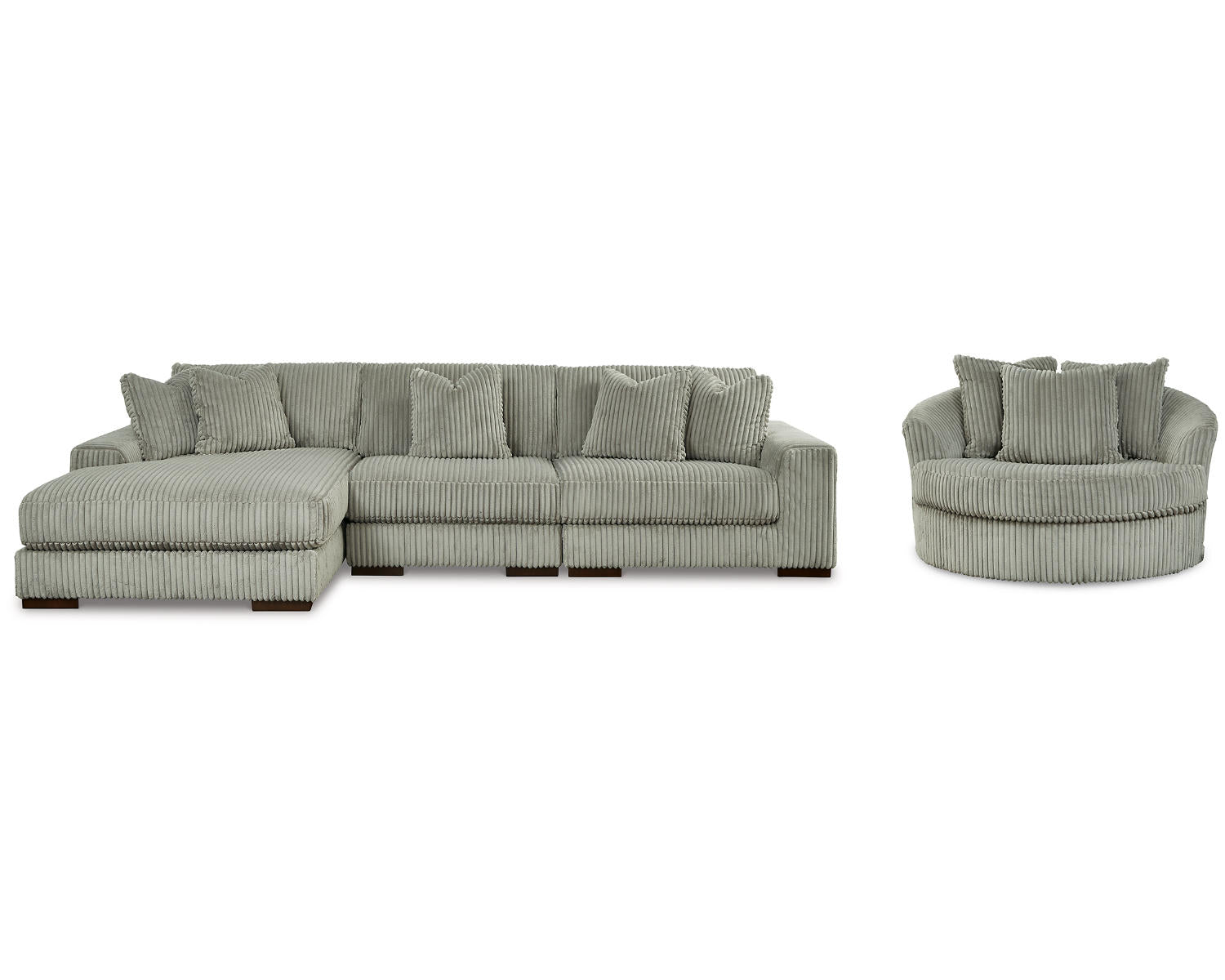 Lindyn 3-Piece Sectional and Oversized Swivel Accent Chair