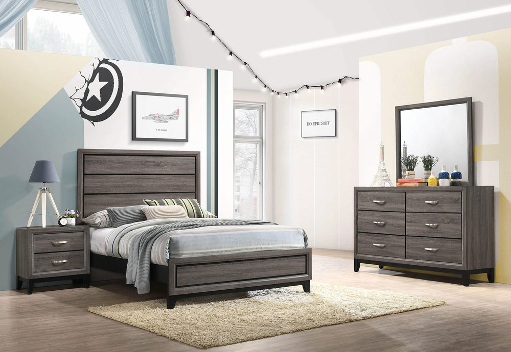 Juego de dormitorio completo Watson de 4 piezas en roble gris